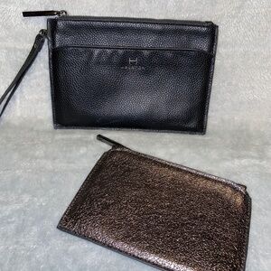 Halston pewter nylon wristlet with insert